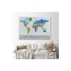 Dünya Haritası Ülke Bayraklı ve Dekoratif Kanvas Tablo 2413