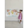 Eğitici Dünya Haritası Dünya Atlası Çocuk ve Bebek Kız Çocuğu Odası Duvar Sticker-60x105-3777