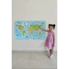 Eğitici Dünya Haritası Dünya Atlası Çocuk ve Bebek Odası Duvar Sticker-60x105-3783