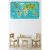 Eğitici Dünya Haritası Dünya Atlası Çocuk ve Bebek Odası Duvar Sticker-60x105-3784