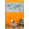 Eğitici Dünya Haritası Dünya Atlası Çocuk ve Bebek Odası Duvar Sticker-60x105-3791