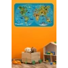 Eğitici Dünya Haritası Dünya Atlası Çocuk ve Bebek Odası Duvar Sticker -60x105-3805