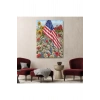 Güzel Bahçe İçierisindeki Amerka Bayrağı Duvar Tablosu-6278