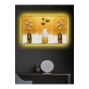 Led Işıklı Üçlü Gold Vazo Çok Şık Kanvas Tablo