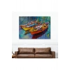 Okyanus Üzerinde Gün Batımı Tekne ve Deniz Kanvas Duvar Tablosu-1194