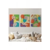 Pop Art Afrika Kadın Renkli Portre 3 lü Duvar Tablo Seti -AG-7