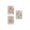 Renkli Çiçekler Suluboya Görünümlü Dekoratif Duvar Tablosu Üçlü Set-EI-108