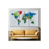 Renkli Dünya Haritası Kanvas Tablo 1014