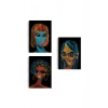 Renkli Pop Art Kadınlar Dekoratif Duvar Tablosu Üçlü Set-EU-120