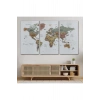 Türkçe Detaylı Dünya Haritası Dekoratif Renkli Zeminli Kanvas Tablo 1701