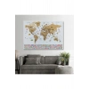 Türkçe Dünya Haritası Ayrıntılı Eğitici  Sembollü Bayraklı Dekoratif Kanvas Tablo 2874