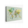 Türkçe Dünya Haritası Çok Detaylı Ünlü Yerler Sembollü Kanvas Tablo 1741