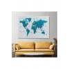 Türkçe Dünya Haritası Dekoratif Kanvas Tablo Son Derece Detaylı 1609