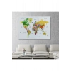 Türkçe Dünya Haritası Dekoratif Kanvas Tablo Son Derece Detaylı 1614