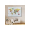 Türkçe Dünya Haritası Dekoratif Kanvas Tablo Son Derece Detaylı 1626