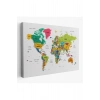 Türkçe Dünya Haritası Dekoratif Kanvas Tablo Son Derece Detaylı 1629