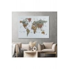 Türkçe Dünya Haritası Dekoratif Kanvas Tablo Son Derece Detaylı 1634