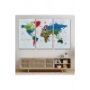 Türkçe Dünya Haritası Dekoratif Kanvas Tablo Son Derece Detaylı 1635