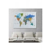 Türkçe Dünya Haritası Dekoratif Kanvas Tablo Son Derece Detaylı 1637