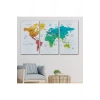 Türkçe Dünya Haritası Dekoratif Kanvas Tablo Son Derece Detaylı 1638