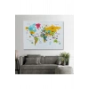 Türkçe Dünya Haritası Dekoratif Kanvas Tablo Ülke-Başkentli Öğretici ve Sembollü 2316