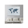 Türkçe Dünya Haritası Dekoratif Kanvas Tablo Ülke ve Başkentli 1514