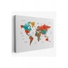 Türkçe Dünya Haritası Dekoratif Kanvas Tablo Ülke ve Başkentli 1516