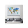 Türkçe Dünya Haritası Dekoratif Kanvas Tablo Ülke ve Başkentli 1560