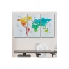 Türkçe Dünya Haritası Dekoratif Kanvas Tablo Ülke ve Başkentli 1562
