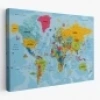 Türkçe Dünya Haritası Kanvas Tablo Son Derece Detaylı ve Dekoratif-2022