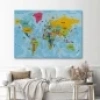 Türkçe Dünya Haritası Kanvas Tablo Son Derece Detaylı ve Dekoratif-2022