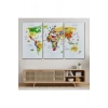 Türkçe Dünya Haritası Kanvas Tablo Ülke-Başkentli Öğretici ve Sembollü 2286