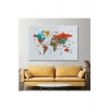 Türkçe Dünya Haritası Kanvas Tablo Ülke-Başkentli Öğretici ve Sembollü 2290