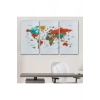 Türkçe Dünya Haritası Kanvas Tablo Ülke-Başkentli Öğretici ve Sembollü 2290