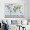 Türkçe Dünya Haritası Kanvas Tablo Ülke Bayraklı ve Dekoratif 2384