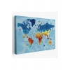 Türkçe Dünya Haritası Sembollü ve Okyanuslu Dekoratif Kanvas Tablo 2422