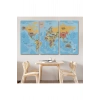 Türkçe Dünya Haritası Ülke Başkentli ve Okyanuslu Dekoratif Kanvas Tablo 2228