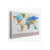 Türkçe Dünya Haritası Ülke Bayrak ve Başkentli Kanvas Tablo 1966