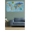 Türkçe Eğitici Ülke ve Başkent Detaylı Atlası Dünya Haritası Duvar Sticker -60x105-3831