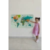 Türkçe Eğitici Ülke ve Başkent Detaylı Atlası Dünya Haritası Duvar Sticker -60x105-3855