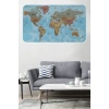 Türkçe Eğitici Ülke ve Başkent Okyanus Detaylı Atlası  Dünya Haritası Duvar Sticker -60x105-3849