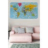Türkçe Eğitici Ülke ve Başkent Okyanus Detaylı Atlası  Dünya Haritası Duvar Sticker -60x105-3864