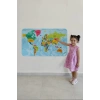 Türkçe Eğitici Ülke ve Başkent Okyanus Detaylı Atlası  Dünya Haritası Duvar Sticker -60x105-3870
