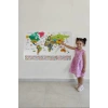 Türkçe Ülke Bayrak lı Eğitici Başkent Detaylı Atlası Dünya Haritası Duvar Sticker -60x105-3841