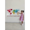 Türkçe Ülke Bayrak lı Eğitici Başkent Detaylı Atlası Dünya Haritası Duvar Sticker -60x105-3861