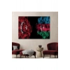 Türkiye Azerbaycan Bayrak Desenli Dekoratif Kanvas Tablo-6518