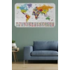 Ülke Bayrak lı Eğitici Başkent Detaylı Atlası Dünya Haritası Duvar Sticker -60x105-3848