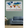 Ülke Bayrak lı Eğitici Başkent Detaylı Atlası Dünya Haritası Duvar Sticker -60x105-3857