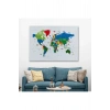Ünlü Yerler Sembollü Kanvas Dünya Haritası 1002