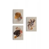 Yaprak Desenli Soyut Dekoratif Duvar Tablosu Üçlü Set-EH-107